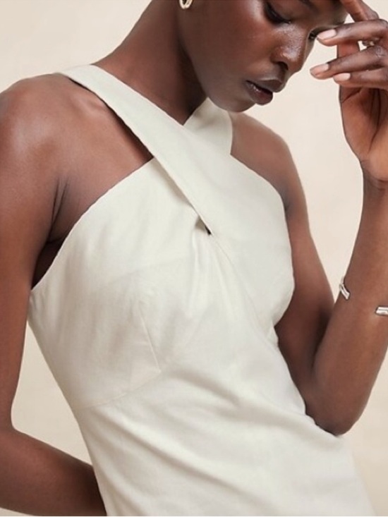 Banana Republic Dresses & Skirts - NWOT Banana Republic Cream Lined Linen Cross-Strap Midi Dress